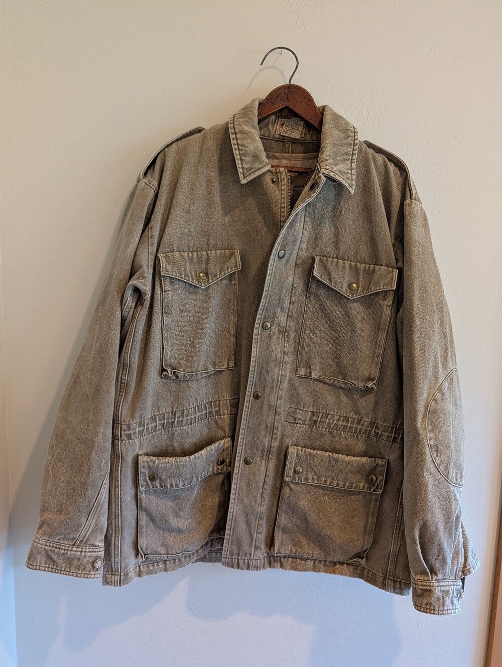 VINTAGE Banana Republic 80s Military Style Field Coat Heavy Cotton Denim XL